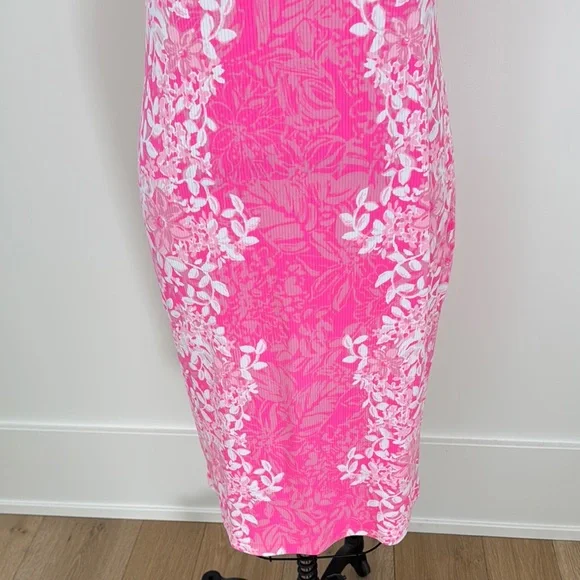 Lilly Pulitzer Pink Sheath Midi Dress Square Neck Sleeveless - Picture 3 of 10